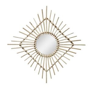miroir soleil rotin ancien